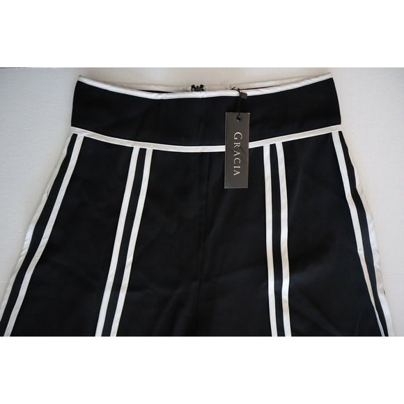 Gracia Women's Sz Small Black/White Open Palazzo Pants - Picture 6 of 9